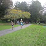 Charli finishing her 2km wit Mike going on for 2nd lap
